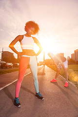 Image showing multiethnic group of people on the jogging