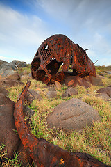 Image showing Rusting boiler of the old shipwreck SS Monaro