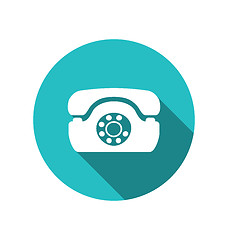 Image showing Web icon of retro telephone, trendy flat minimal style
