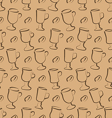 Image showing Seamless Pattern with Set Cup of Coffee Drinks and Beans