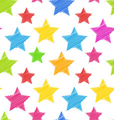 Image showing Seamless Texture with Colorful Stars, Elegance Kid Pattern