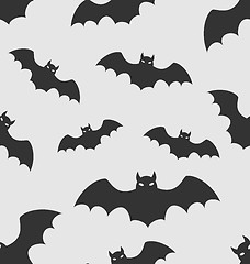 Image showing Seamless Pattern with Black Silhouettes of Bats