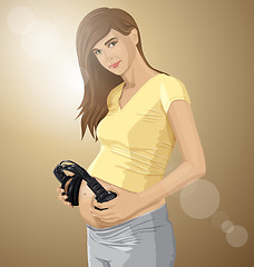 Image showing Vector Pregnant Woman With Headphones