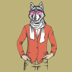 Image showing Husky in human suit