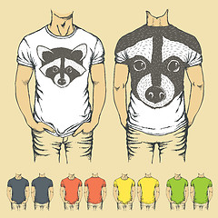 Image showing Vector t-shirts templates with prints of animals