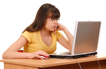 Image showing Girl with Computer