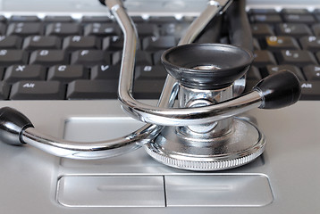 Image showing Stethoscope on Keyboard