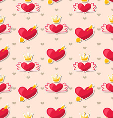 Image showing Seamless Pattern with Hearts for Valentines Day