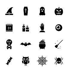 Image showing Halloween Traditional Icons, Black Silhouettes