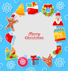 Image showing Merry Christmas Celebration Card with Traditional Elements