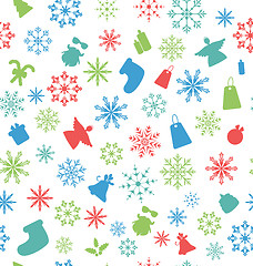 Image showing Christmas Seamless Pattern with Traditional Elements