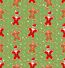 Image showing Seamless Christmas pattern with Santa Claus snow and candy cane