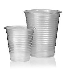 Image showing Two different plastic cups vertically