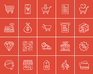 Image showing Shopping sketch icon set.