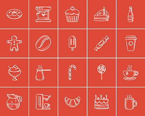 Image showing Junk food sketch icon set.