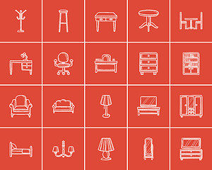 Image showing Furniture sketch icon set.