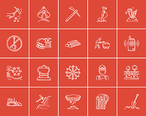 Image showing Mining industry sketch icon set.