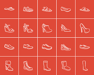 Image showing Shoes sketch icon set.
