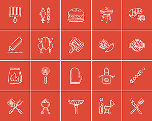 Image showing Barbecue sketch icon set.