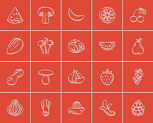 Image showing Healthy food sketch icon set.