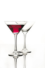 Image showing Wineglasses On A Black Glass Studio Background