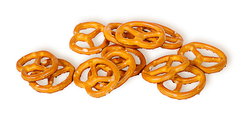 Image showing Pile crunchy pretzels with salt