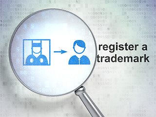 Image showing Law concept: Criminal Freed and Register A Trademark with optical glass