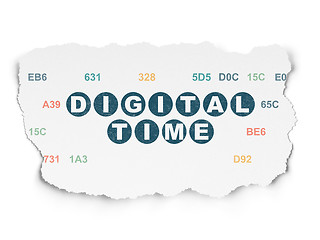 Image showing Timeline concept: Digital Time on Torn Paper background