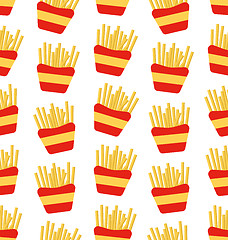 Image showing Seamless Pattern of French Fries Boxes of Takeaway. Fast Food Background