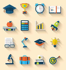 Image showing Flat icons of elements and objects for high school and college e