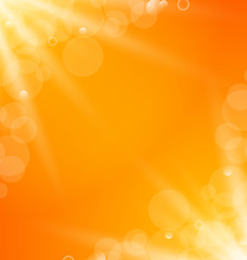 Image showing Abstract orange bright background with sun light rays