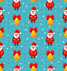 Image showing Merry Christmas seamless pattern with Santa and jingle bell
