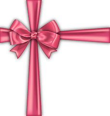 Image showing Pink Realistic Satin Ribbon and Bow Isolated