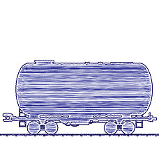 Image showing Illustration petroleum cistern wagon freight railroad train, han