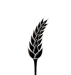 Image showing Black silhouette of spikelet of wheat isolated on white backgrou