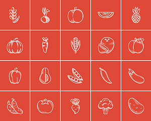 Image showing Healthy food sketch icon set.