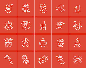 Image showing Christmas sketch icon set.