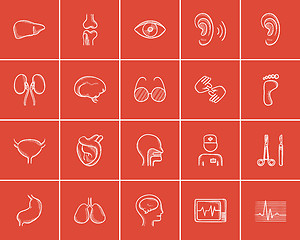 Image showing Medicine sketch icon set.