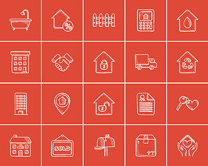 Image showing Real estate sketch icon set.