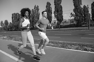 Image showing multiethnic group of people on the jogging