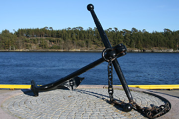 Image showing Anchor and sea,