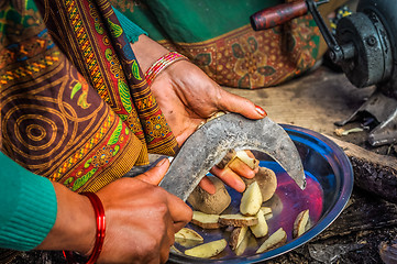 Image showing Woman with knife