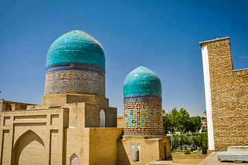 Image showing Columns and blue tops