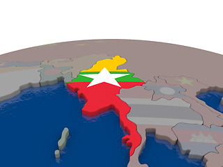 Image showing Myanmar with flag