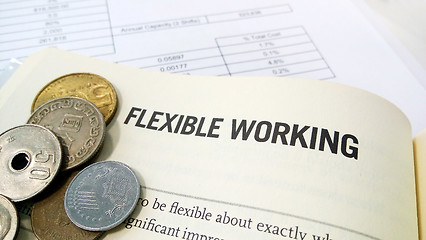 Image showing Flexible working word on the book with balance sheet 