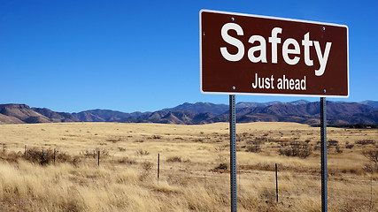 Image showing Safety brown road sign