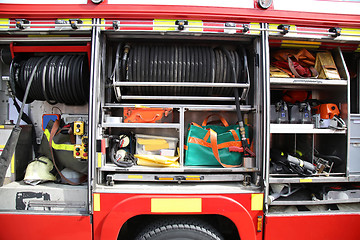 Image showing Rescue Equipment Inside packed inside a fire truck