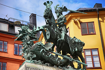 Image showing Statue of Sankt Goran & the Dragon in Stockholm, Sweden