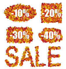 Image showing Set Autumn Sale Discounts made in Colorful Leaves