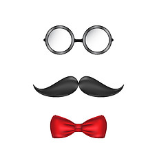 Image showing Hipster symbolic of a man face, glasses, mustache and bow-tie, i